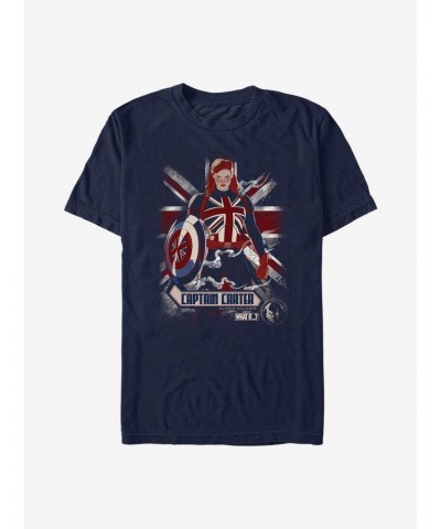 Marvel What If...? Captain Carter Flag T-Shirt $6.69 T-Shirts