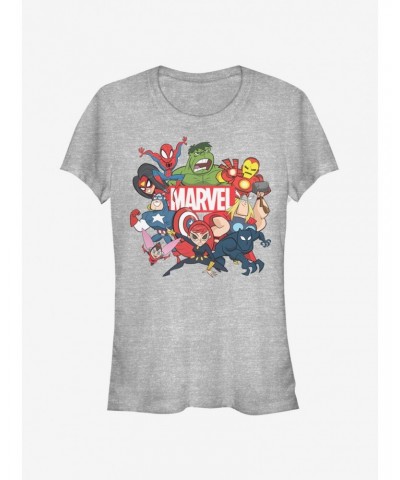 Marvel Spider-Man Group Marvel Retro Girls T-Shirt $6.18 T-Shirts