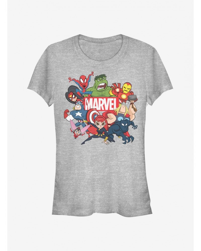 Marvel Spider-Man Group Marvel Retro Girls T-Shirt $6.18 T-Shirts