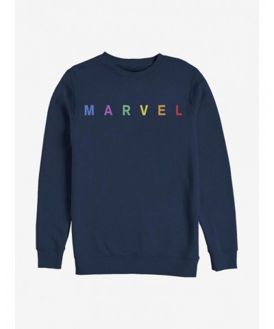 Marvel Simple Logo Rainbow Emblem Crew Sweatshirt $12.99 Sweatshirts