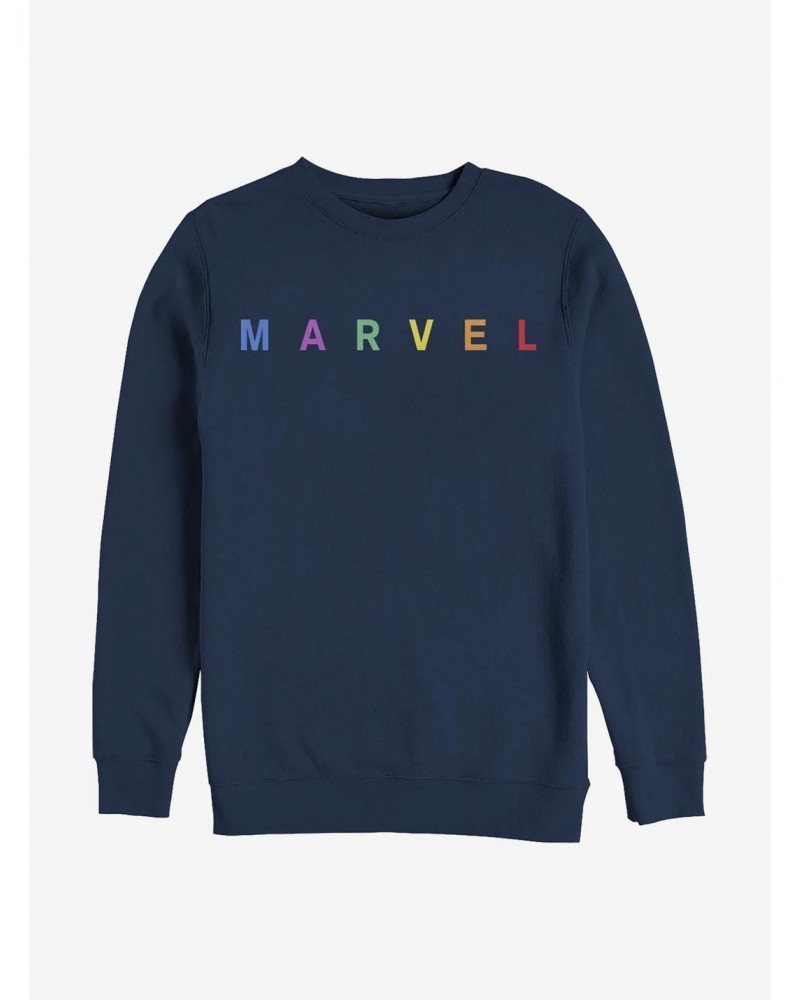 Marvel Simple Logo Rainbow Emblem Crew Sweatshirt $12.99 Sweatshirts