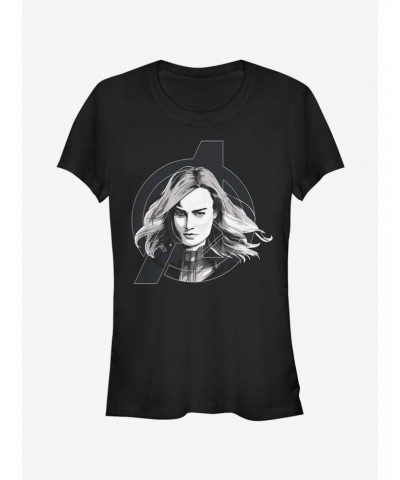 Marvel Avengers: Endgame Captain Marvel Black And White Girls T-Shirt $8.76 T-Shirts