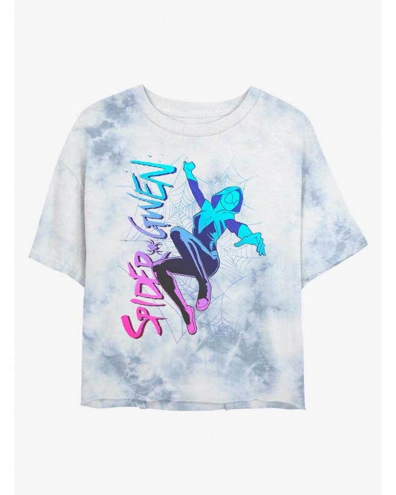 Marvel Spider-Man Spider-Gwen Tie-Dye Girls Crop T-Shirt $8.32 T-Shirts