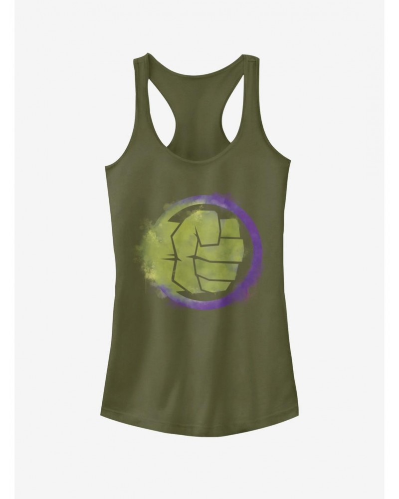 Marvel Avengers: Endgame Hulk Spray Logo Girls Military Green Tank Top $9.76 Tops