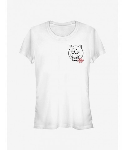 Marvel Spider-Man: Into The Spider-Verse Cat Sticker Japanese Text Pocket Girls T-Shirt $7.37 T-Shirts