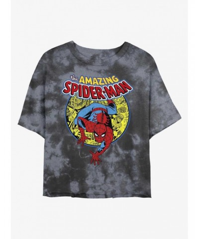 Marvel Spider-Man Urban Hero Tie-Dye Girls Crop T-Shirt $9.48 T-Shirts