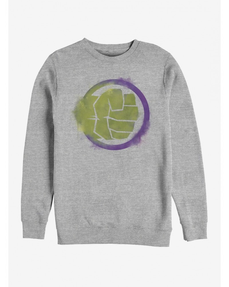 Marvel Avengers: Endgame Hulk Spray Logo Heathered Sweatshirt $10.04 Sweatshirts