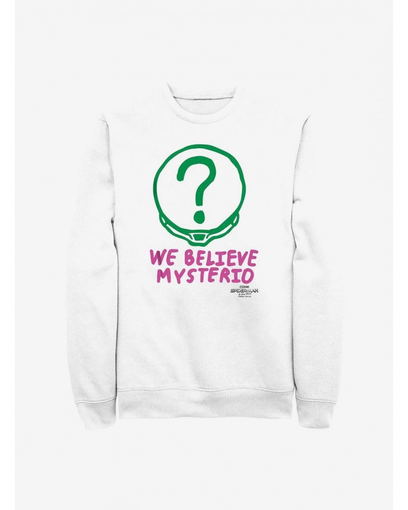 Marvel Spider-Man We Believe Mysterio Logo Crew Sweatshirt $14.46 Sweatshirts