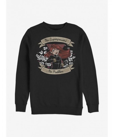 Marvel Black Widow No Superpowers No Problem Crew Sweatshirt $13.87 Sweatshirts