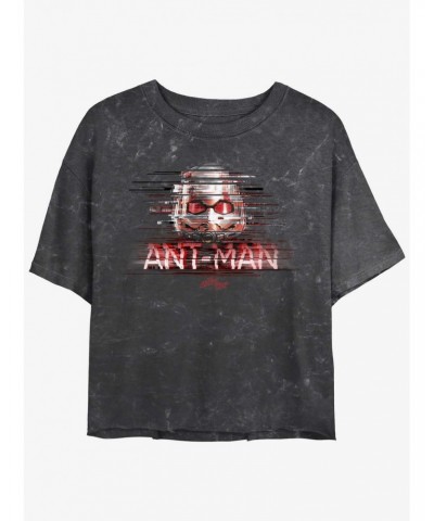 Marvel Ant-Man and the Wasp: Quantumania Ant-Man Glitch Mineral Wash Girls Crop T-Shirt $9.71 T-Shirts