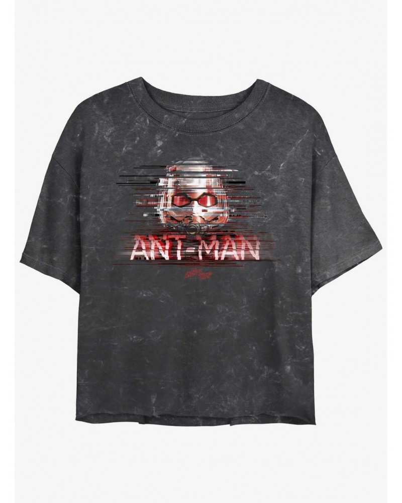 Marvel Ant-Man and the Wasp: Quantumania Ant-Man Glitch Mineral Wash Girls Crop T-Shirt $9.71 T-Shirts