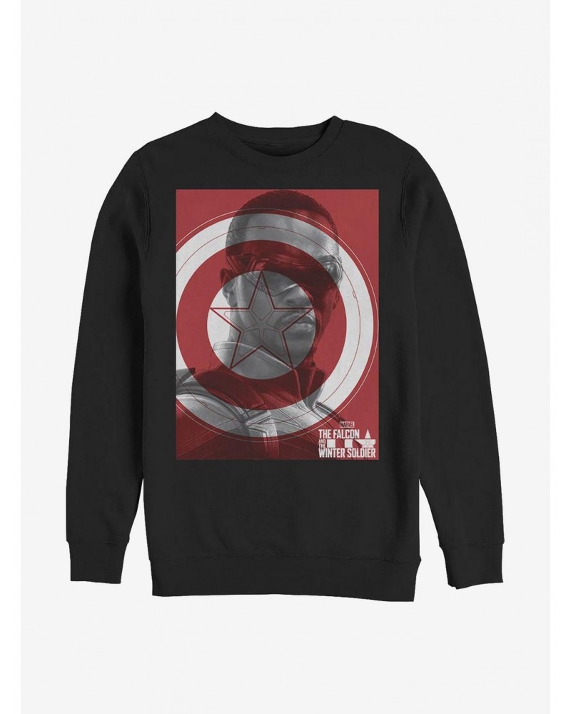 Marvel The Falcon And The Winter Soldier Falcon Shield Crew Sweatshirt $12.69 Sweatshirts