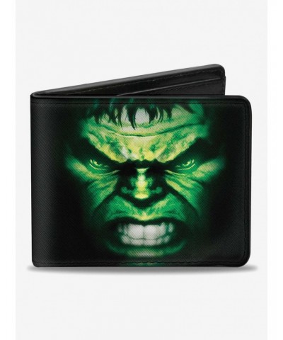 Marvel Hulk Face Close Up2 Text Bifold Wallet $7.11 Wallets