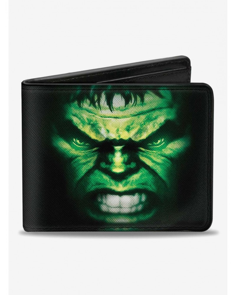 Marvel Hulk Face Close Up2 Text Bifold Wallet $7.11 Wallets