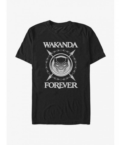 Marvel Black Panther Wakanda Forever Crossed Spears T-Shirt $8.03 T-Shirts