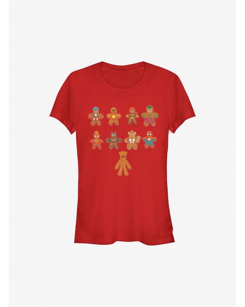 Marvel Avengers Lined Up Cookies Holiday Girls T-Shirt $8.76 T-Shirts