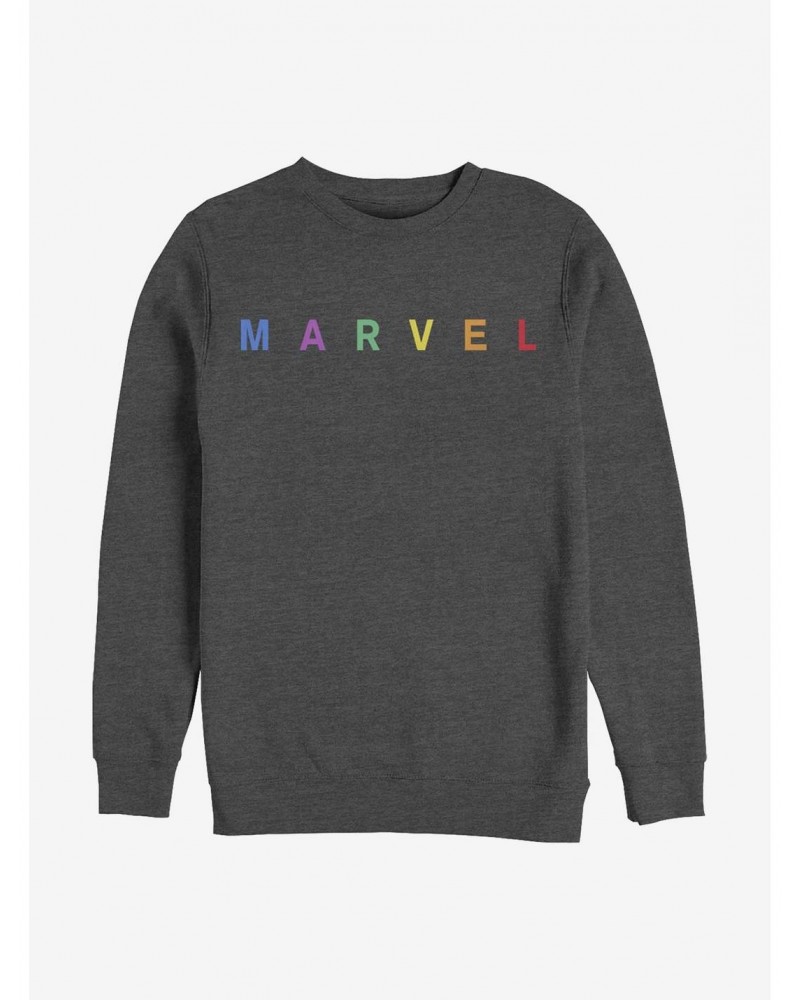 Marvel Simple Rainbow Logo Crew Sweatshirt $13.28 Sweatshirts