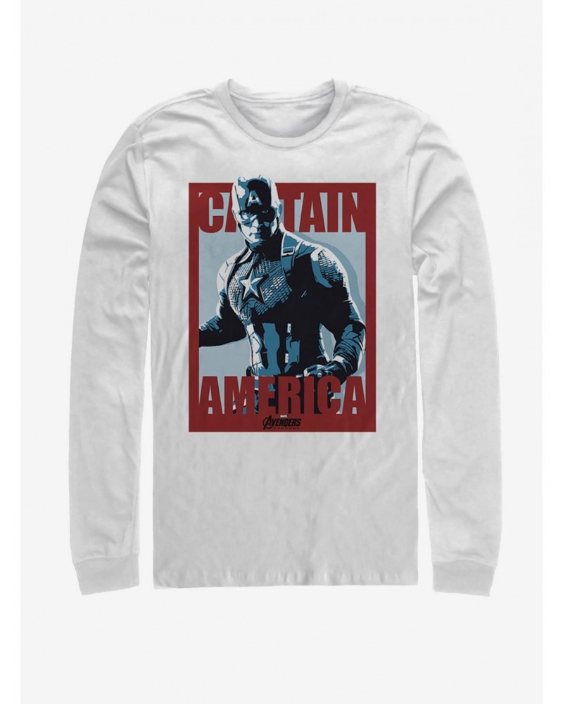 Marvel Avengers: Endgame Captain America Poster Long-Sleeve T-Shirt $9.48 T-Shirts