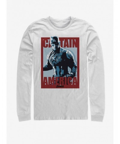 Marvel Avengers: Endgame Captain America Poster Long-Sleeve T-Shirt $9.48 T-Shirts