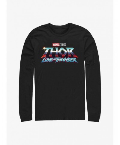 Marvel Thor: Love And Thunder Logo Long Sleeve T-Shirt $9.21 T-Shirts