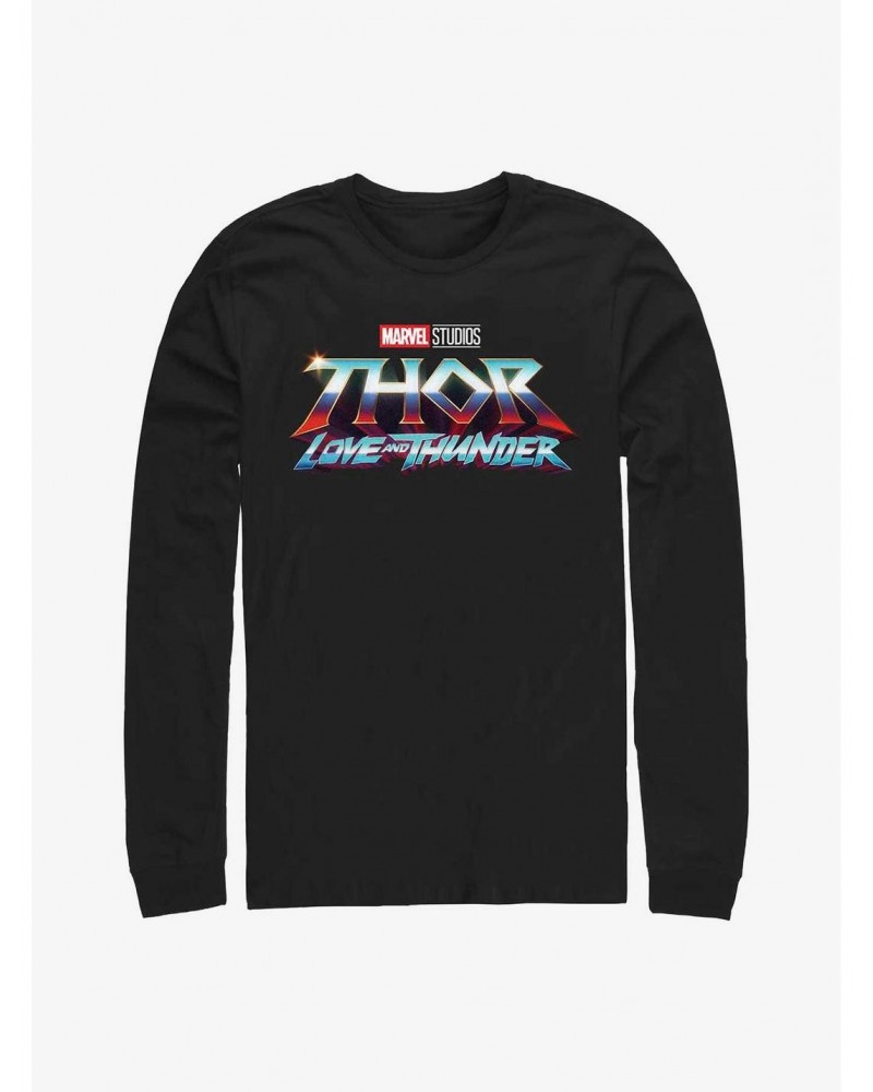 Marvel Thor: Love And Thunder Logo Long Sleeve T-Shirt $9.21 T-Shirts