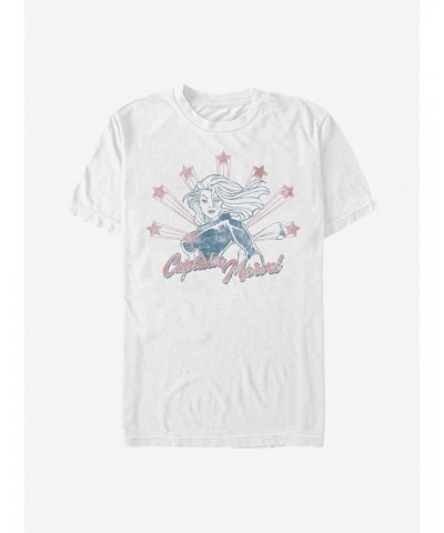 Marvel Captain Marvel Retro Capt Stars T-Shirt $5.93 T-Shirts