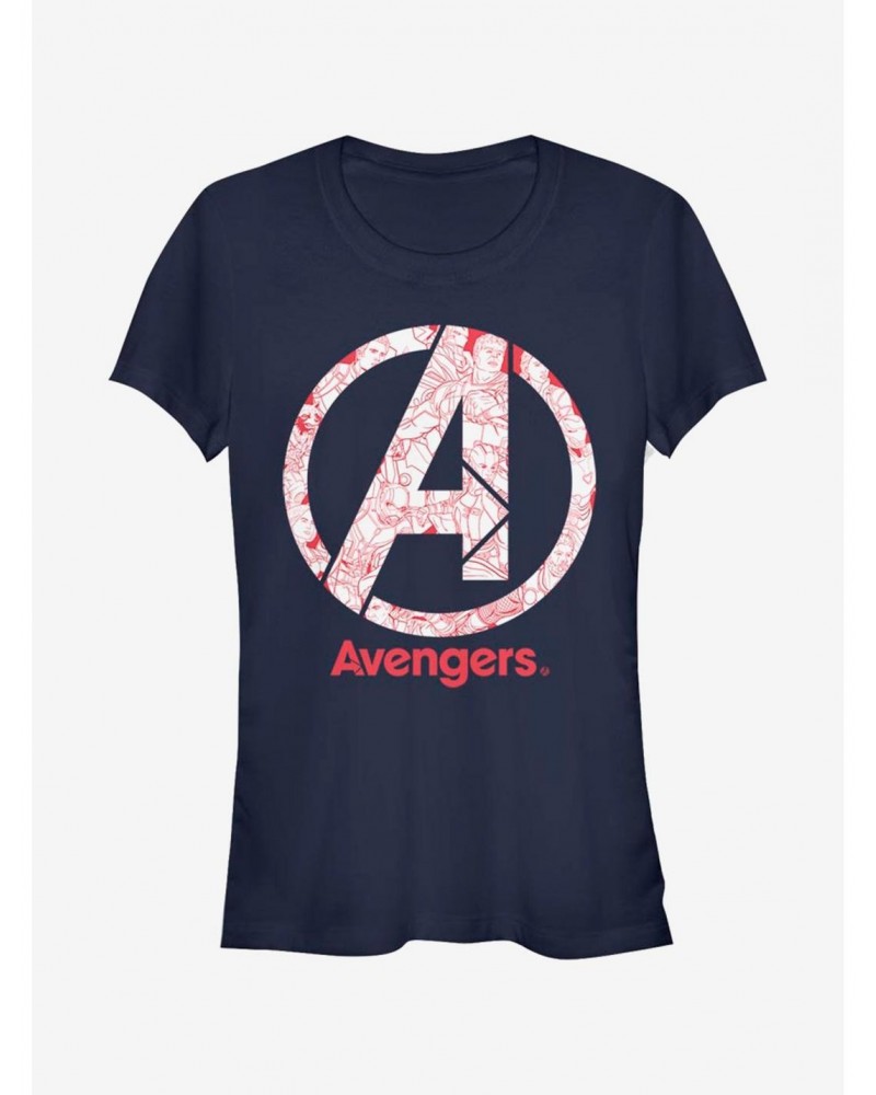 Marvel Avengers Line Art Logo Girls T-Shirt $8.17 T-Shirts