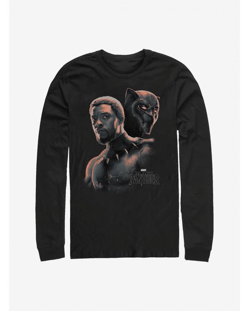 Marvel Black Panther T'Challa Unmasked Long-Sleeve T-Shirt $10.53 T-Shirts