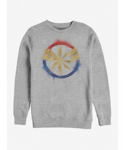 Marvel Avengers: Endgame Captain Marvel Spray Logo Heathered Sweatshirt $13.87 Sweatshirts