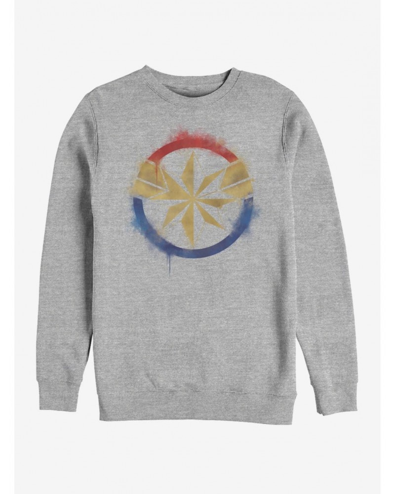 Marvel Avengers: Endgame Captain Marvel Spray Logo Heathered Sweatshirt $13.87 Sweatshirts