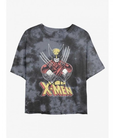 Marvel X-Men Vintage Wolverine Tie-Dye Girls Crop T-Shirt $9.48 T-Shirts