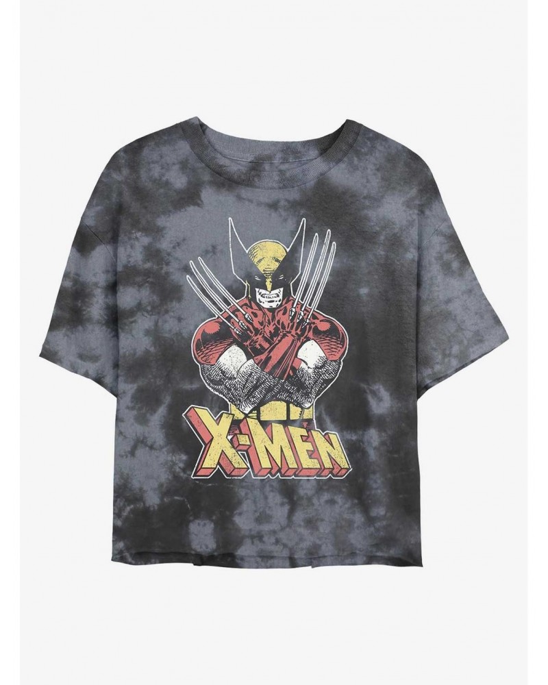 Marvel X-Men Vintage Wolverine Tie-Dye Girls Crop T-Shirt $9.48 T-Shirts