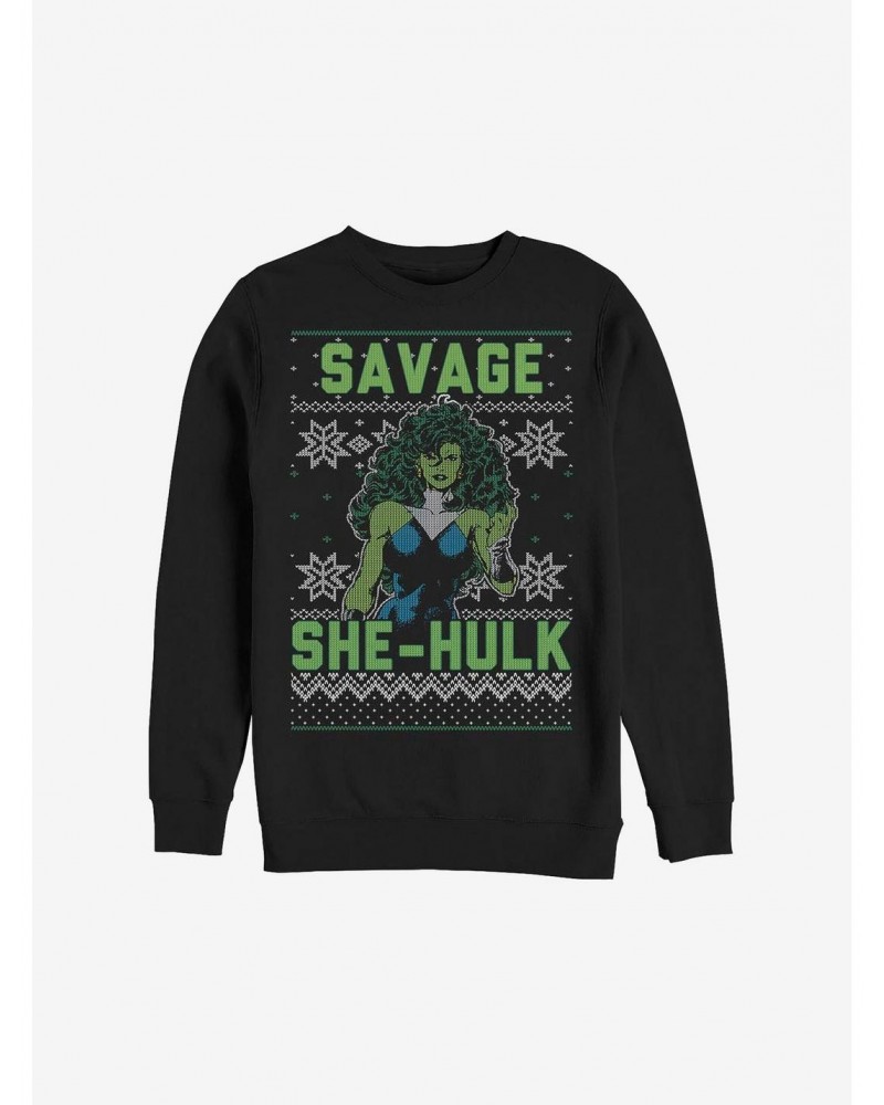 Marvel Hulk She Hulk Christmas Pattern Sweatshirt $13.87 Sweatshirts