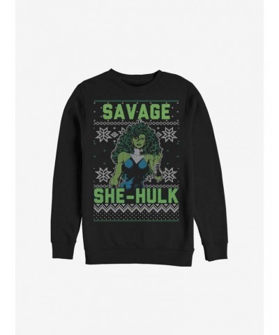 Marvel Hulk She Hulk Christmas Pattern Sweatshirt $13.87 Sweatshirts