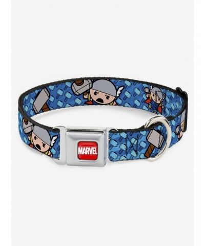 Marvel Thor Kawaii Poses Hammer Monogram Seatbelt Buckle Dog Collar $10.21 Pet Collars