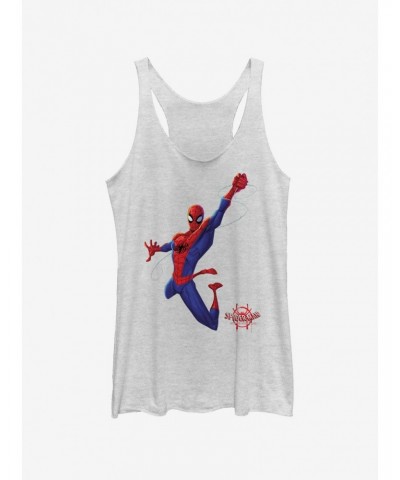 Marvel Spider-Man: Into The Spider-Verse Real Spider-Man Heathered Girls Tank Top $7.46 Tops