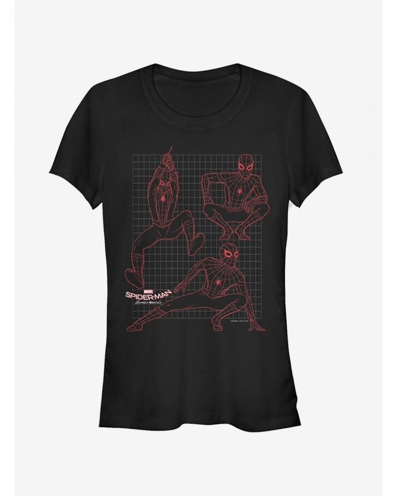 Marvel Spider-Man Homecoming Grid Girls T-Shirt $9.76 T-Shirts