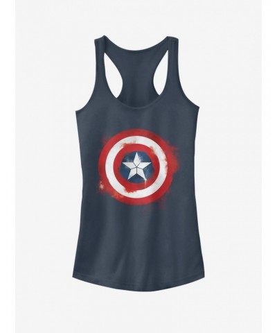 Marvel Avengers: Endgame Captain America Spray Logo Girls Indigo Tank Top $7.37 Tops