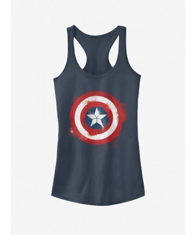 Marvel Avengers: Endgame Captain America Spray Logo Girls Indigo Tank Top $7.37 Tops