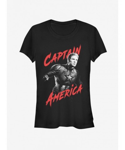 Marvel Avengers Endgame High Contrast Captain America Girls T-Shirt $8.96 T-Shirts