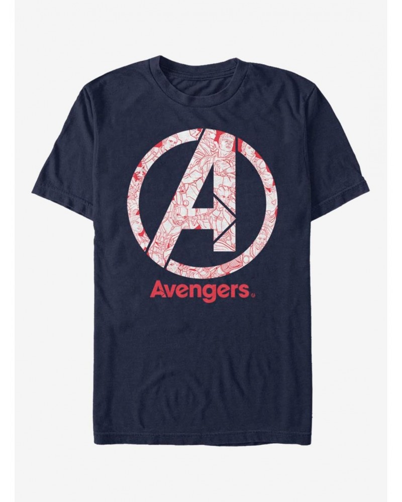 Marvel Avengers Line Art Logo T-Shirt $5.93 T-Shirts