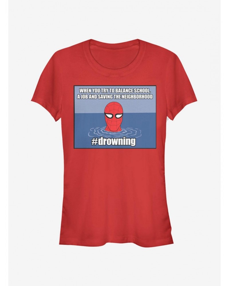 Marvel Spider-Man drowning Girls T-Shirt $8.37 T-Shirts