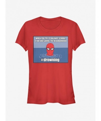 Marvel Spider-Man drowning Girls T-Shirt $8.37 T-Shirts