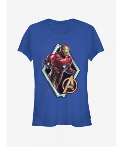 Marvel Avengers: Endgame Iron Man Sun Girls Royal Blue T-Shirt $7.17 T-Shirts