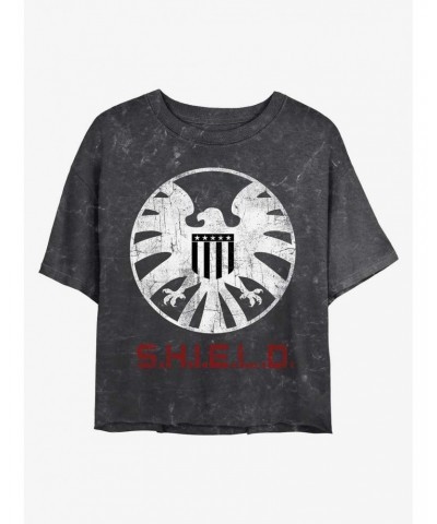 Marvel S.H.I.E.L.D Logo Mineral Wash Crop Girls T-Shirt $9.94 T-Shirts