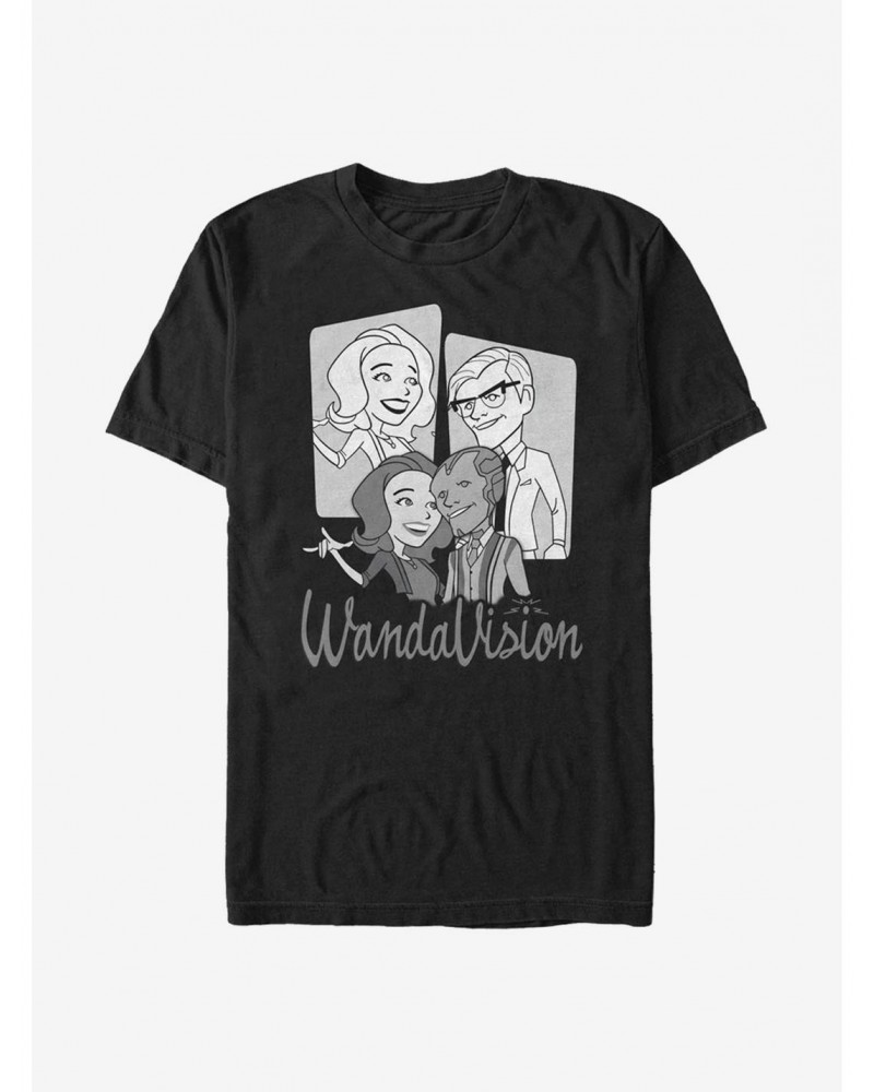 Marvel WandaVIsion Cartoon Character Panels T-Shirt $6.88 T-Shirts