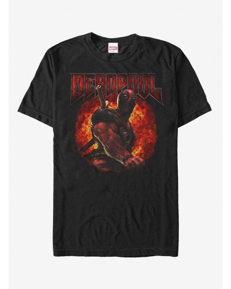 Marvel Deadpool Flames T-Shirt $6.88 T-Shirts