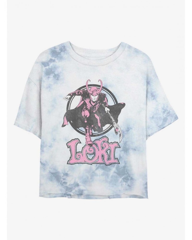 Marvel Loki Pretty In Pink Tie-Dye Girls Crop T-Shirt $9.71 T-Shirts