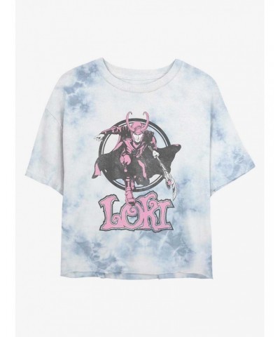 Marvel Loki Pretty In Pink Tie-Dye Girls Crop T-Shirt $9.71 T-Shirts