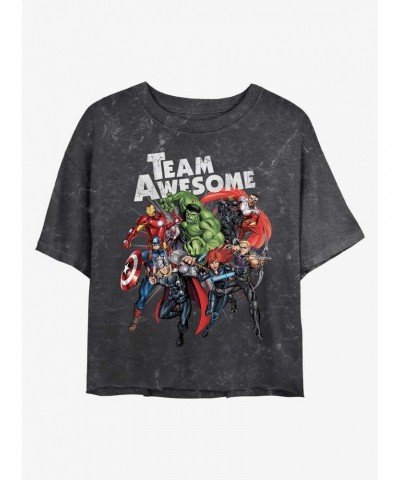 Marvel Team Awesome Mineral Wash Crop Girls T-Shirt $8.09 T-Shirts